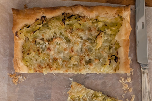 Leek and Parmesan tart